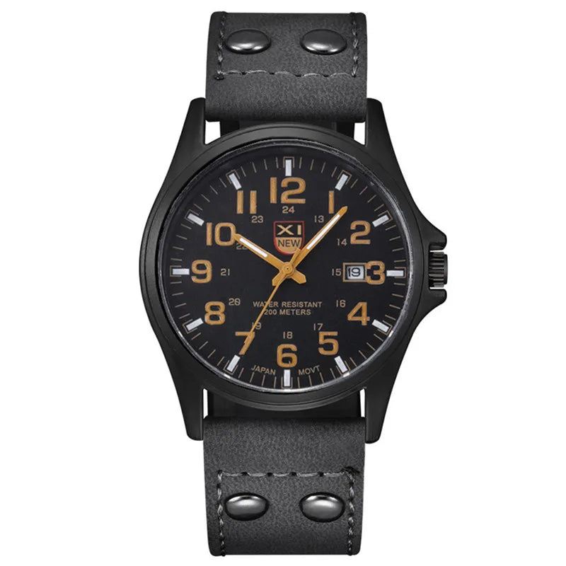 Men Cheap Watches Students Boys Fashion Leather Band Military Date Sports Quartz Wrist Watch Erkek Barato Saat Relogio Masculino