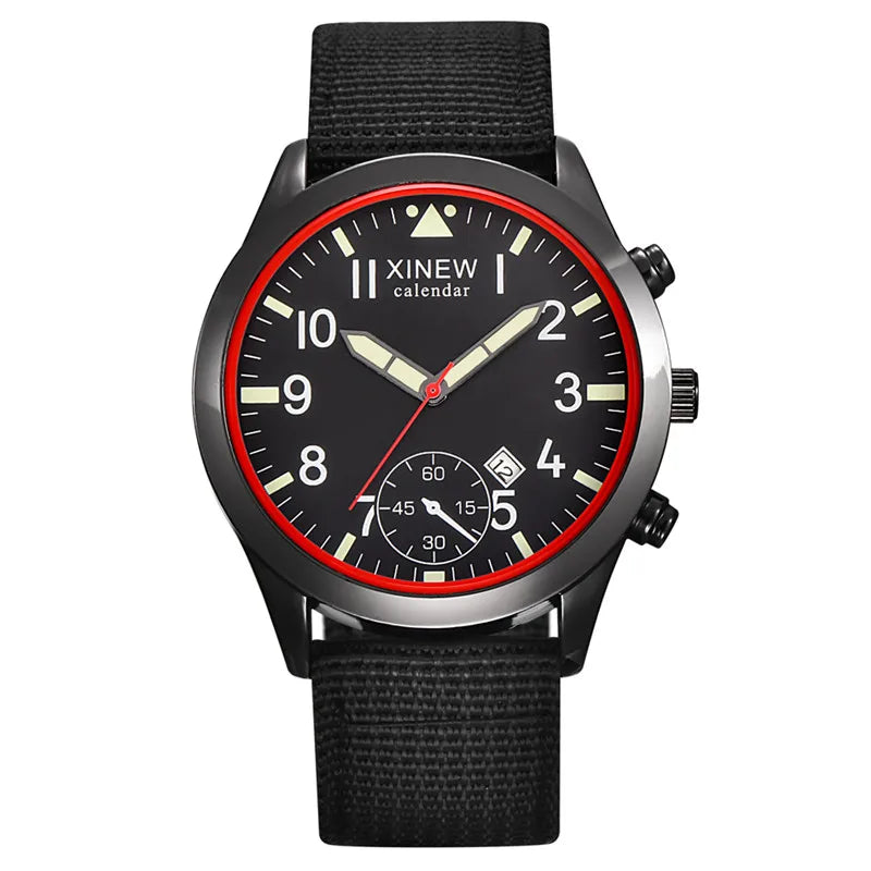 Men XINEW Brand Cheap Watches Students Fashion Nylon Band Military Sports Date Quartz Watch Erkek Barato Saat Montre Homme 2024