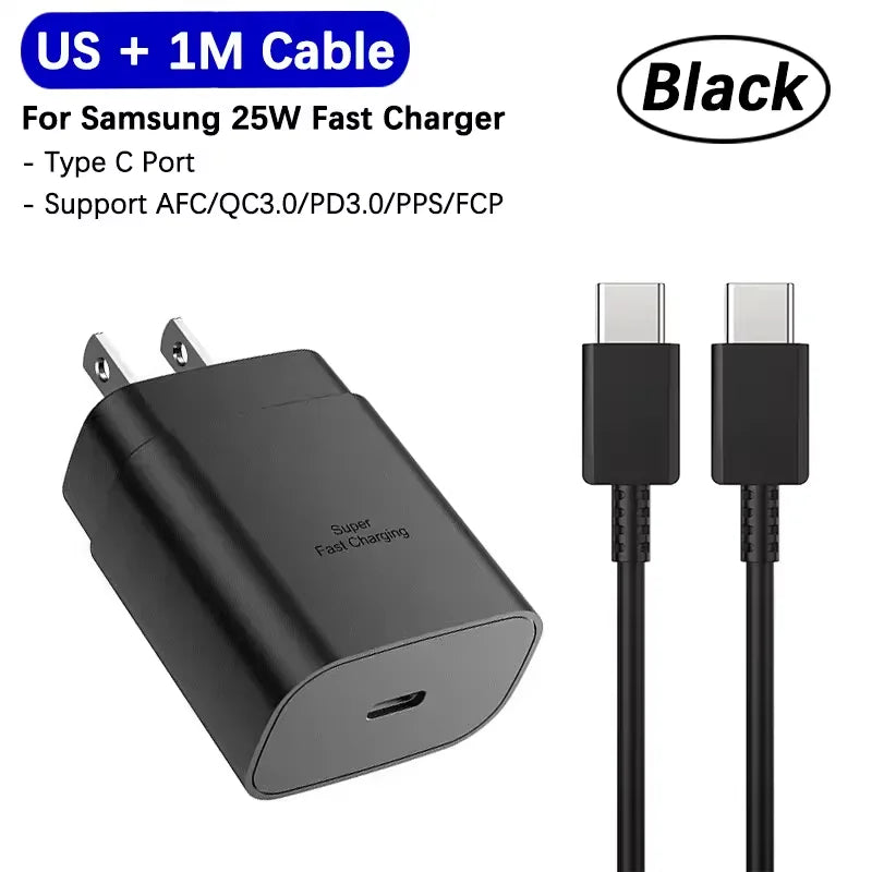 Samsung 25W Super Fast Charger Usb Type C Cargador Adapter For Galaxy S25 S24 FE S23 S22 S21 A17 A07 A55 Z Flip7 Fold6 5 M17 M07