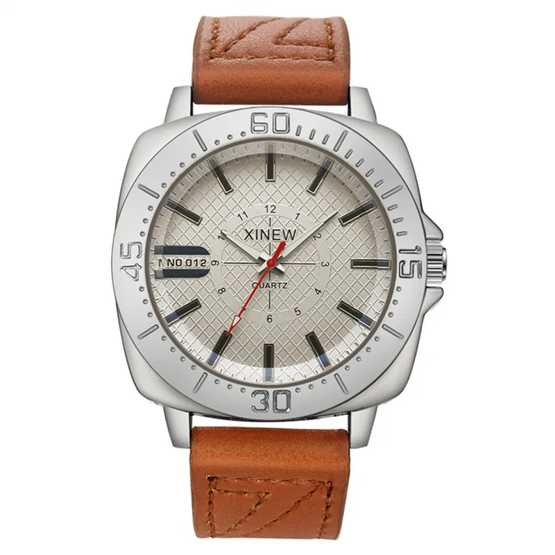 XINEW Brand Watches For Men Cheap Fashion Leather Band Simple Sports Gifts Quartz Watch Erkek Barato Saat Relogio Masculino 2024
