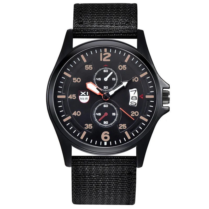 Men Cheap Watches Students Fashion Casual Nylon Band Simple Date Army Sports Quartz Wrist Watch Erkek Barato Saat Montre Homme