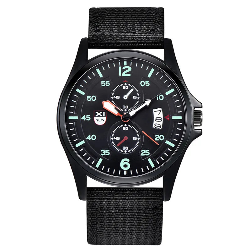 Men Cheap Watches Students Fashion Casual Nylon Band Simple Date Army Sports Quartz Wrist Watch Erkek Barato Saat Montre Homme
