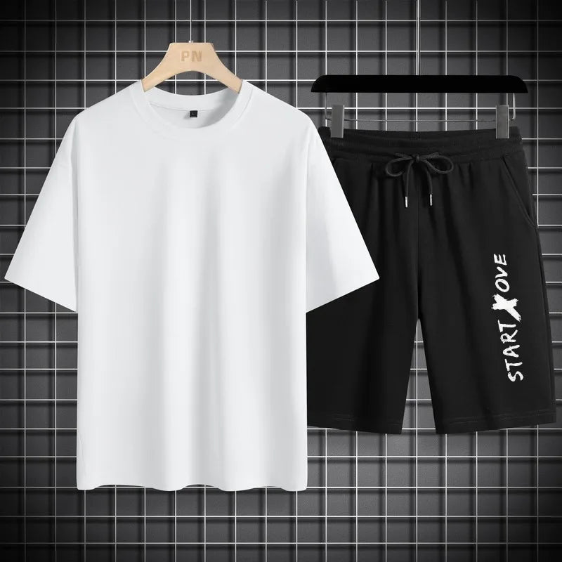 Men's Sets Breathable Men's Chandals Short Sleeve+ Shorts Outfit Football Fashion Polyester Men's Summer Clothing 2 Piece Set