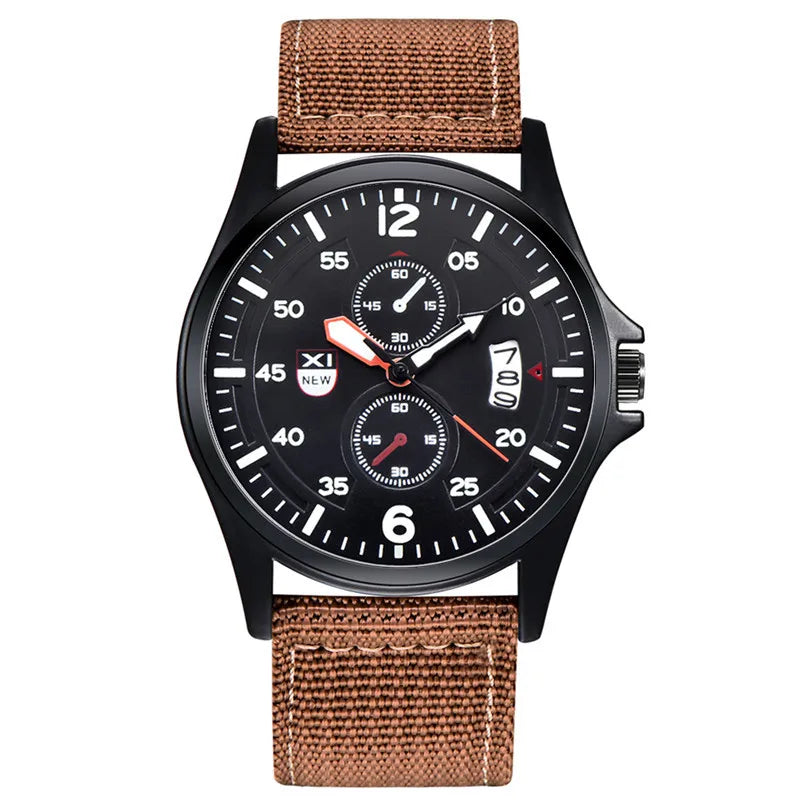 Men Cheap Watches Students Fashion Casual Nylon Band Simple Date Army Sports Quartz Wrist Watch Erkek Barato Saat Montre Homme