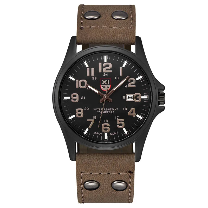 Men Cheap Watches Students Boys Fashion Leather Band Military Date Sports Quartz Wrist Watch Erkek Barato Saat Relogio Masculino