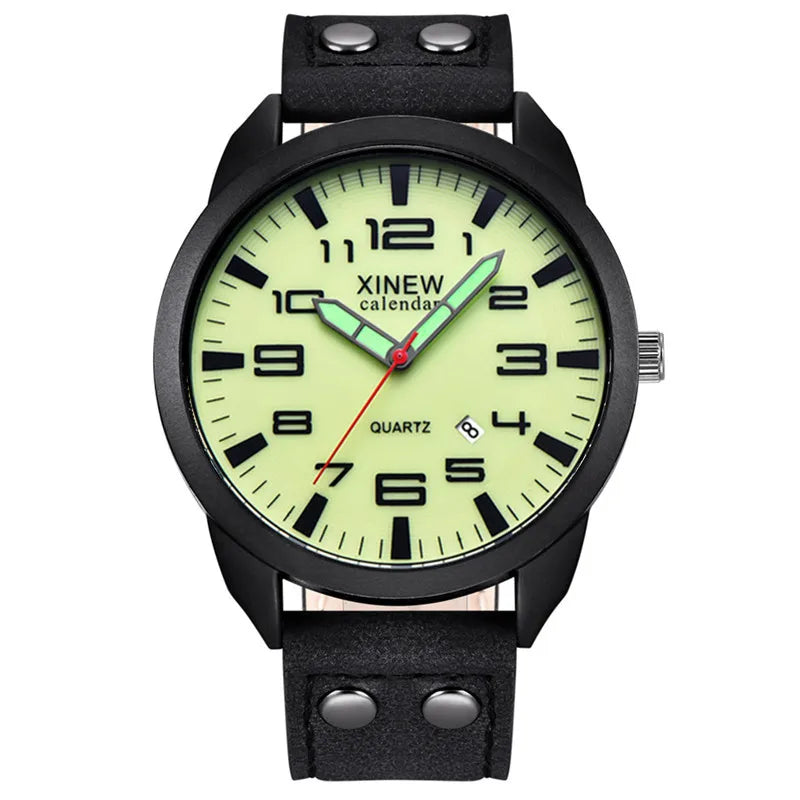 Original XINEW Brand Cheap Watches For Men Fashion Leather Band Military Sports Date Quartz Watch Erkek Barato Saat Montre Homme