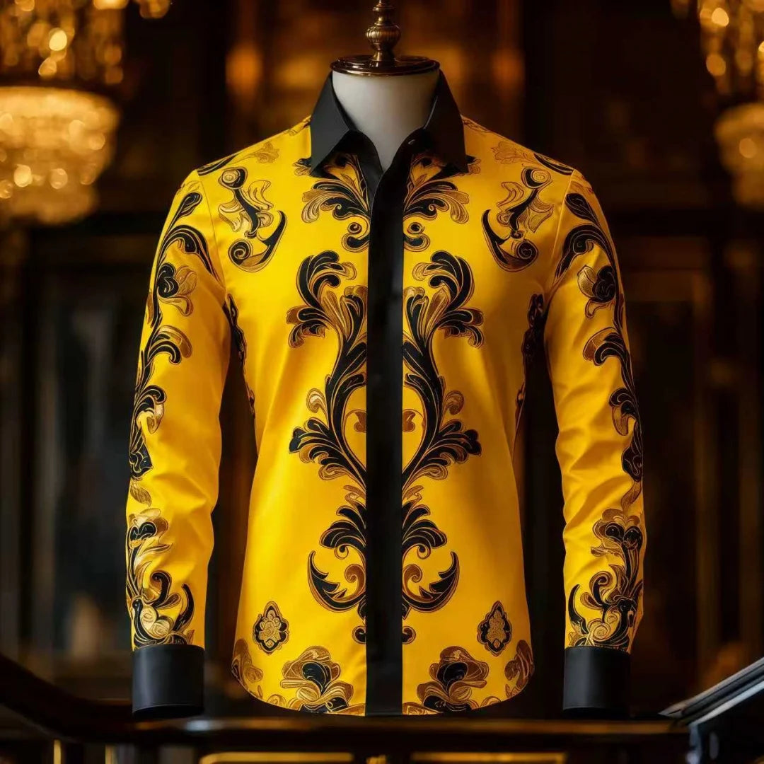 Disfraz de Halloween con desplazamiento geométrico retro para hombre, camisa de manga larga con botones, camisa de vestir infor