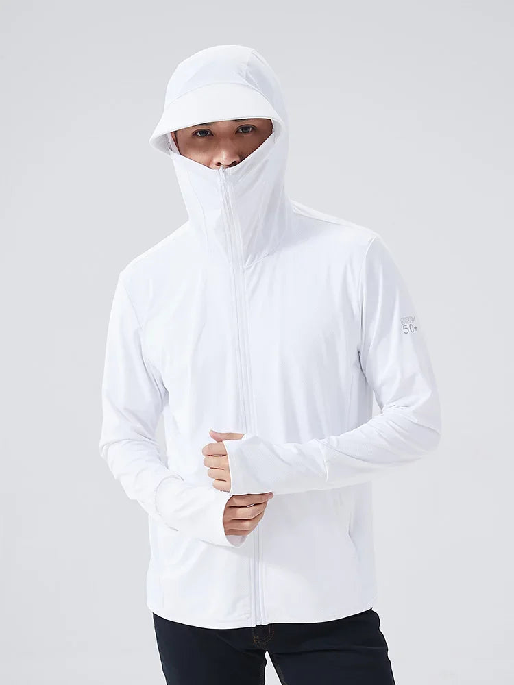 Verano UPF 50+ UV proteccion solar abrigos de piel hombres ropa deportiva ultraligera prendas de vestir con capucha hombres