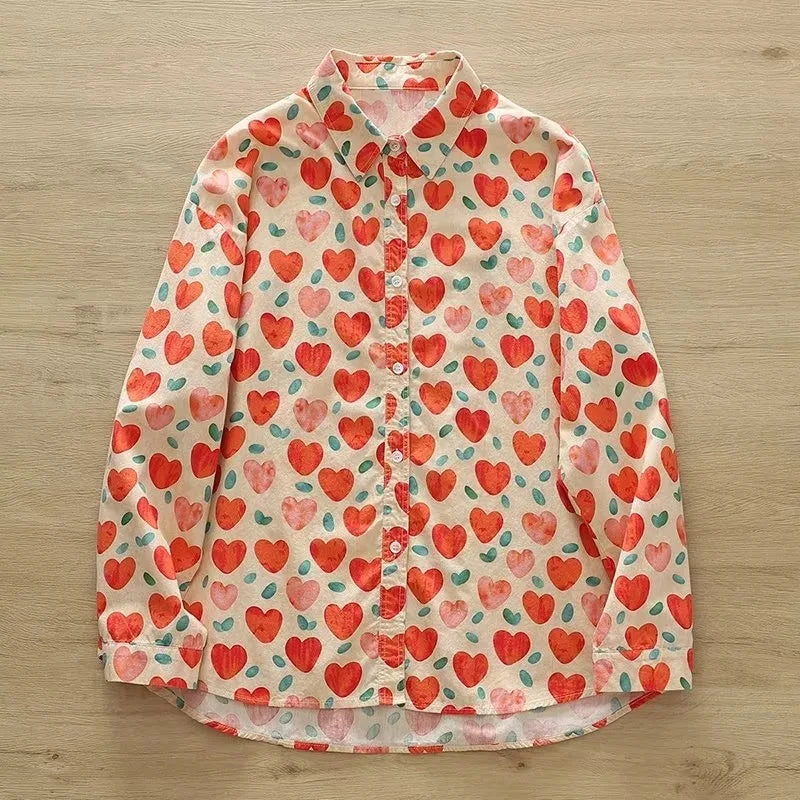 Fashion Women Printed Shirts Cotton Casual Blouses and Tops 2026 New Loose Style Exquisite Lady Long Sleeve Shirt Female Clothes