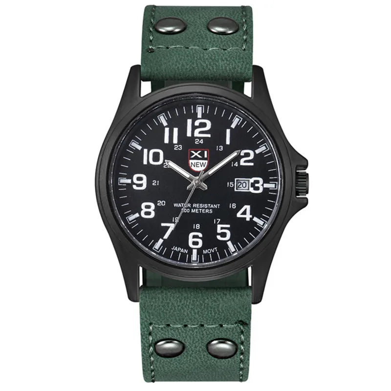 Men Cheap Watches Students Boys Fashion Leather Band Military Date Sports Quartz Wrist Watch Erkek Barato Saat Relogio Masculino