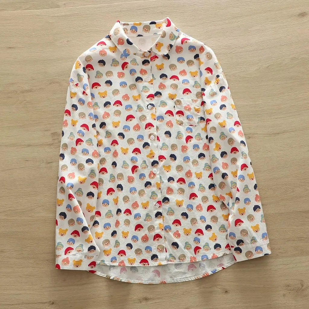 Fashion Women Printed Shirts Cotton Casual Blouses and Tops 2026 New Loose Style Exquisite Lady Long Sleeve Shirt Female Clothes