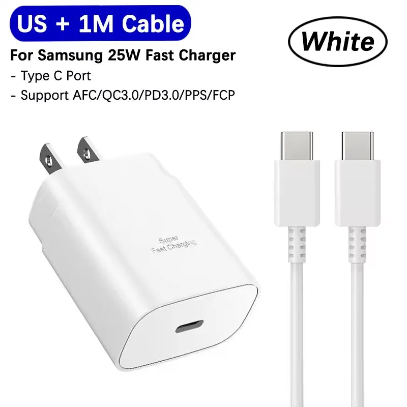 Samsung 25W Super Fast Charger Usb Type C Cargador Adapter For Galaxy S25 S24 FE S23 S22 S21 A17 A07 A55 Z Flip7 Fold6 5 M17 M07