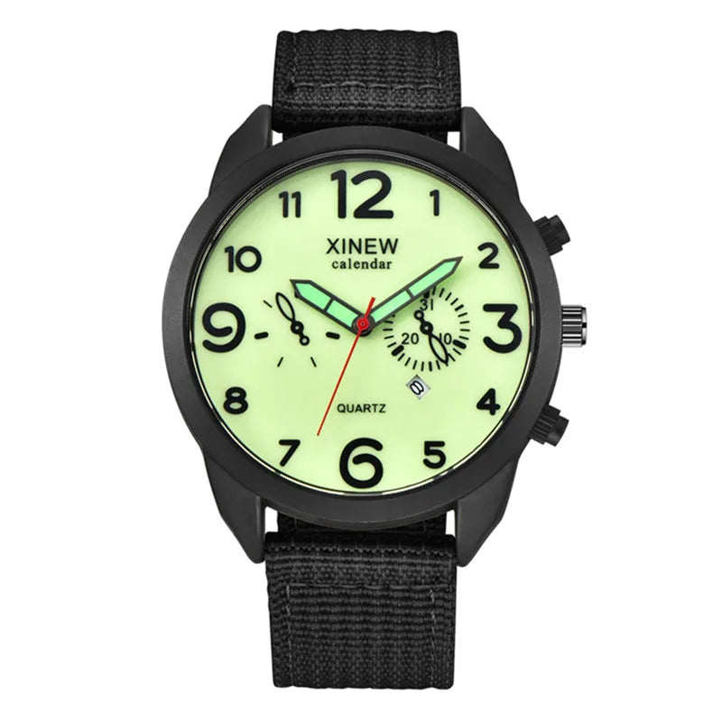 Men Genuine XINEW Brand Cheap Watches Casual Nylon Band Army Sports Date Quartz Watch Black Erkek Barato Saat Montre Homme 2024