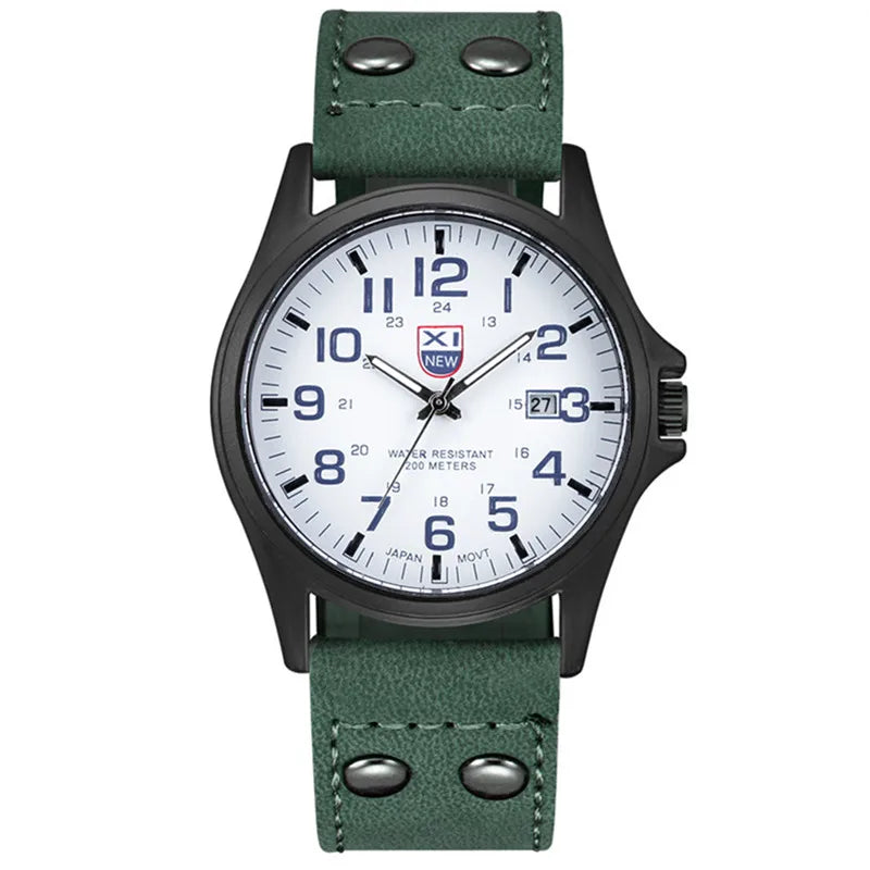Men Cheap Watches Students Boys Fashion Leather Band Military Date Sports Quartz Wrist Watch Erkek Barato Saat Relogio Masculino