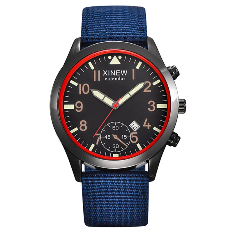 Men XINEW Brand Cheap Watches Students Fashion Nylon Band Military Sports Date Quartz Watch Erkek Barato Saat Montre Homme 2024