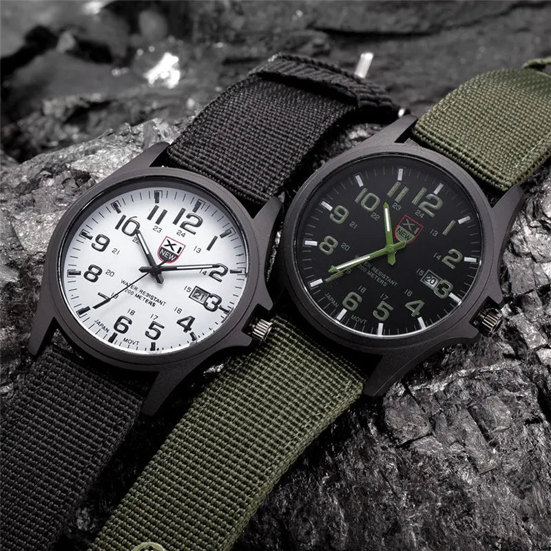 Men XINEW Brand Watches Cheap Students Boys Fashion Nylon Band Simple Date Quartz Watch Black Erkek Barato Saat Montre Homme