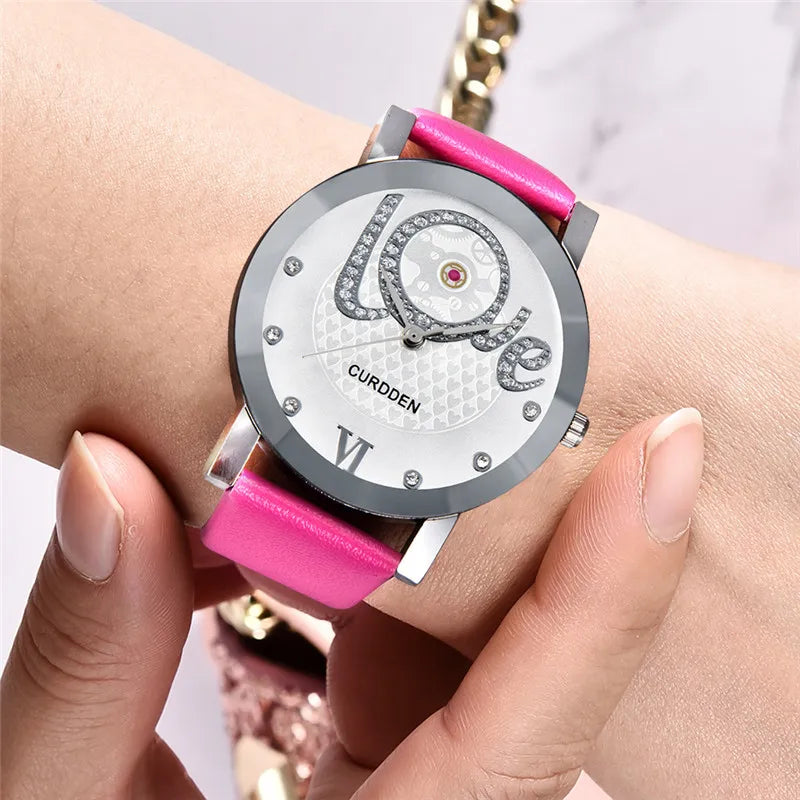 Men Cheap Brand Watches Students Girls Fashion Leather Band Simple Diamond Quartz Watch Black Erkek Barato Saat Montre Homme