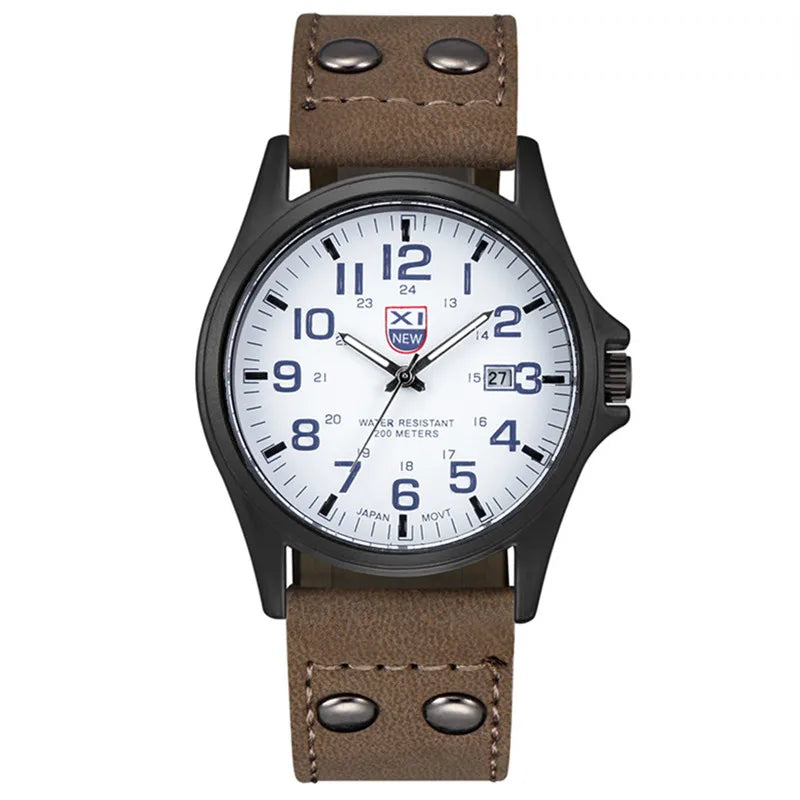 Men Cheap Watches Students Boys Fashion Leather Band Military Date Sports Quartz Wrist Watch Erkek Barato Saat Relogio Masculino