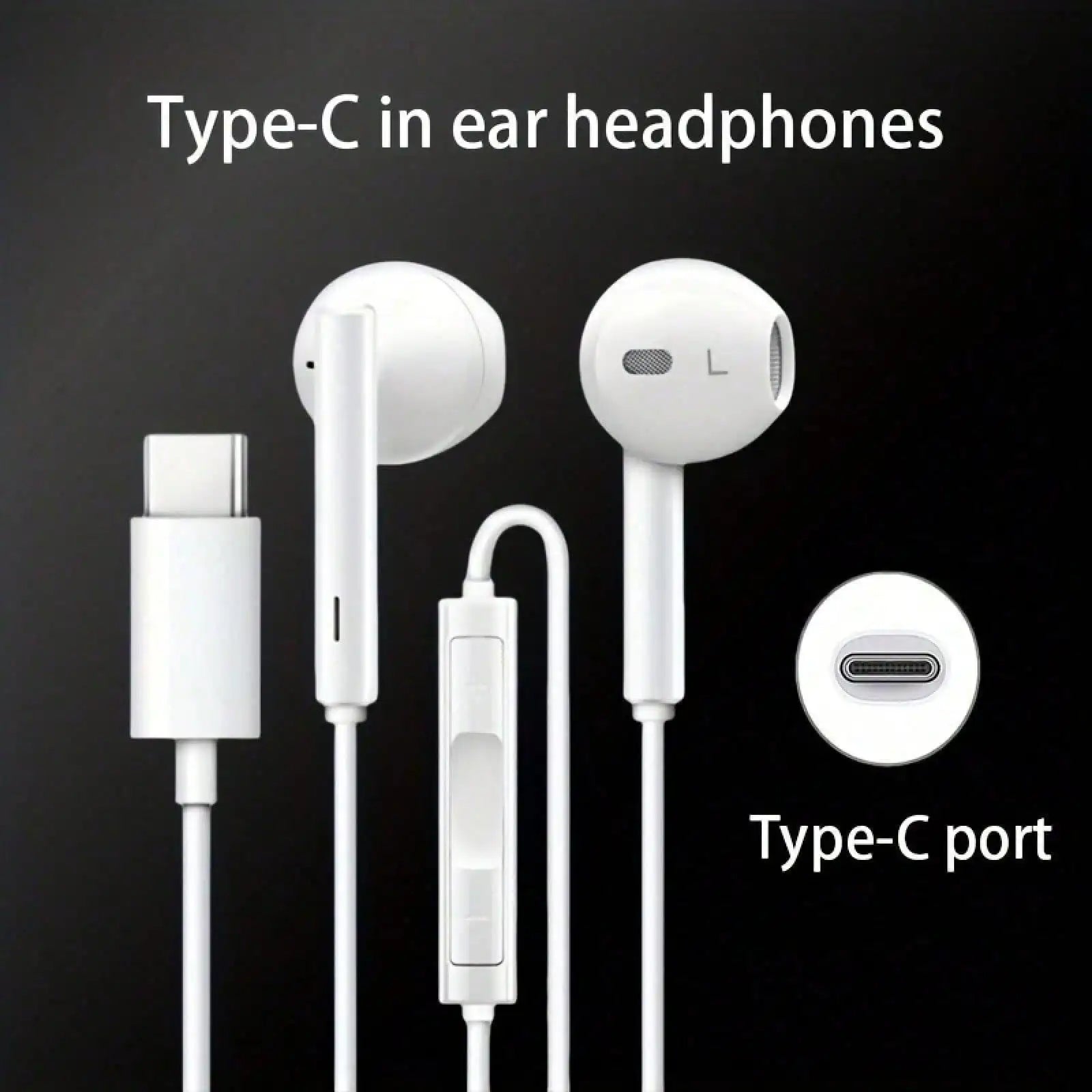 Type-C Wired In-Ear Earphones With Mic And Volume Control HiFi Stereo For IPhone 16/15,23/S22/S21/Ultra Note 10/20