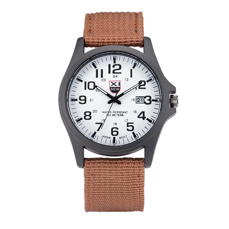 XINEW Brand Watches For Men Cheap Fashion Nylon Band Army Sports Date Quartz Clock Erkek Barato Saat Relogios Masculinos 2024