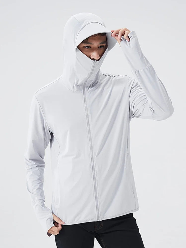 Verano UPF 50+ UV proteccion solar abrigos de piel hombres ropa deportiva ultraligera prendas de vestir con capucha hombres