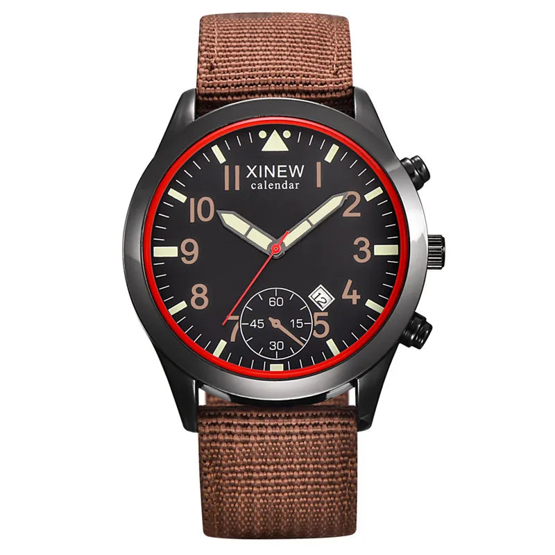 Men XINEW Brand Cheap Watches Students Fashion Nylon Band Military Sports Date Quartz Watch Erkek Barato Saat Montre Homme 2024
