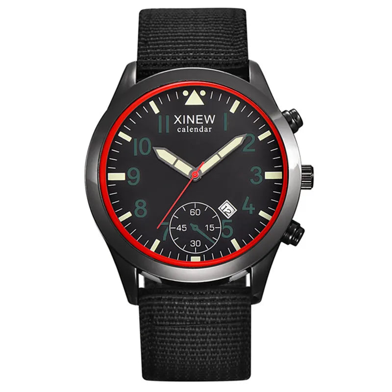 Men XINEW Brand Cheap Watches Students Fashion Nylon Band Military Sports Date Quartz Watch Erkek Barato Saat Montre Homme 2024