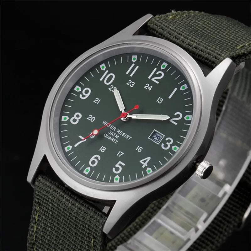 1pc / lot Cheap Brand Watches For Men Montre Homme Fashion Nylon Band Sports Army Date Quartz Clock Barato Erkek Saat Relogio