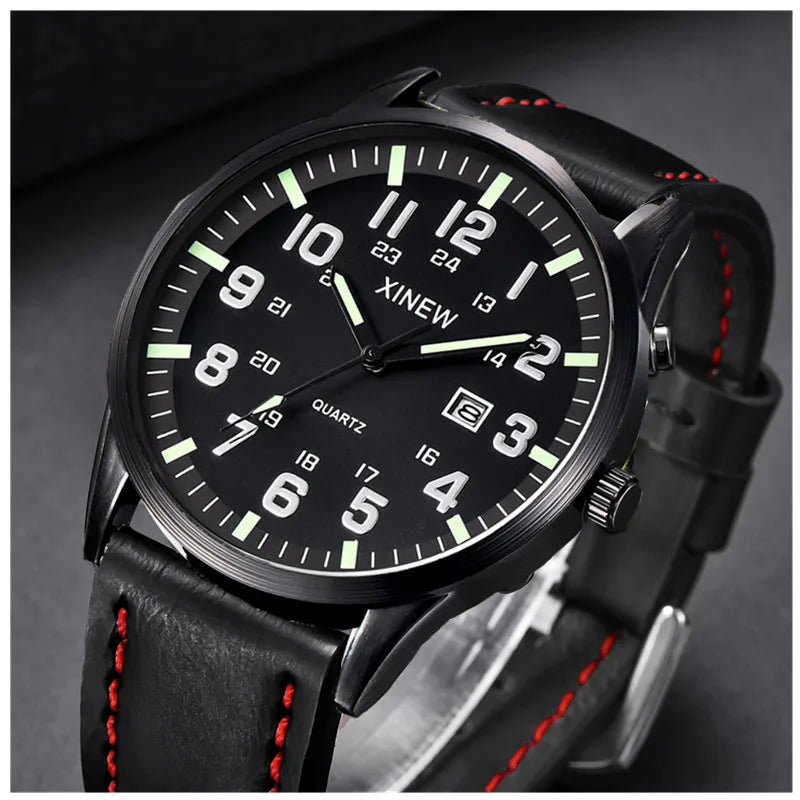 Men XINEW Brand Cheap Watches Students Children Fashion Leather Band Simple Sports Date Quartz Watch Kids Erkek Barato Saat 2024