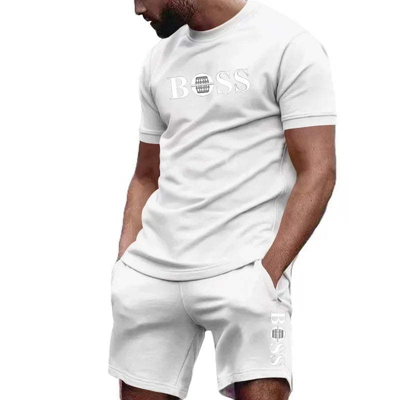 Men's two-piece sportswear short sleeved T-shirt and pants set running and fitness sportswear 2026 summer big discount