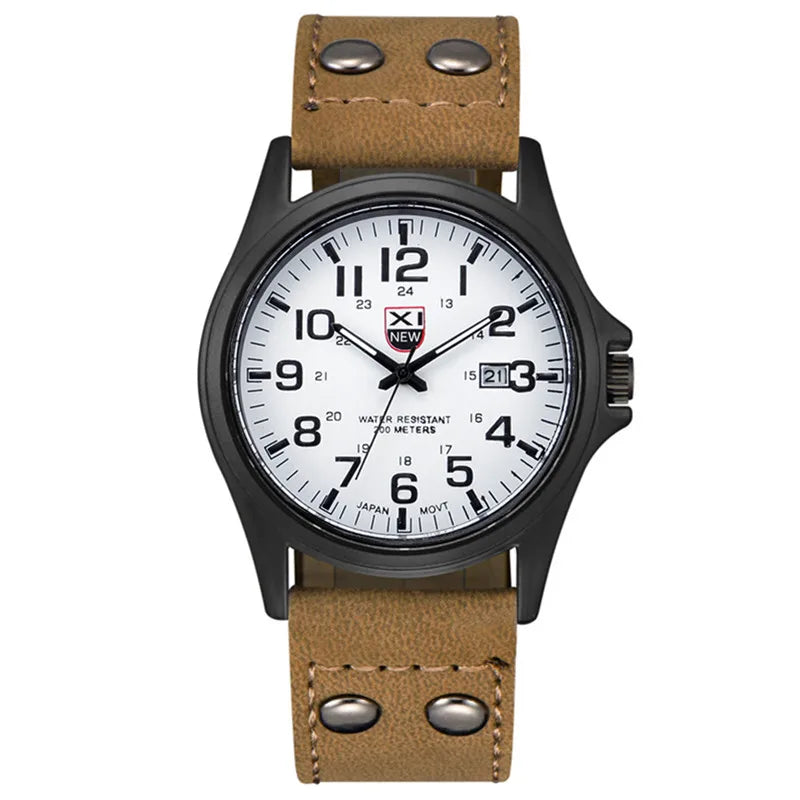 Men Cheap Watches Students Boys Fashion Leather Band Military Date Sports Quartz Wrist Watch Erkek Barato Saat Relogio Masculino