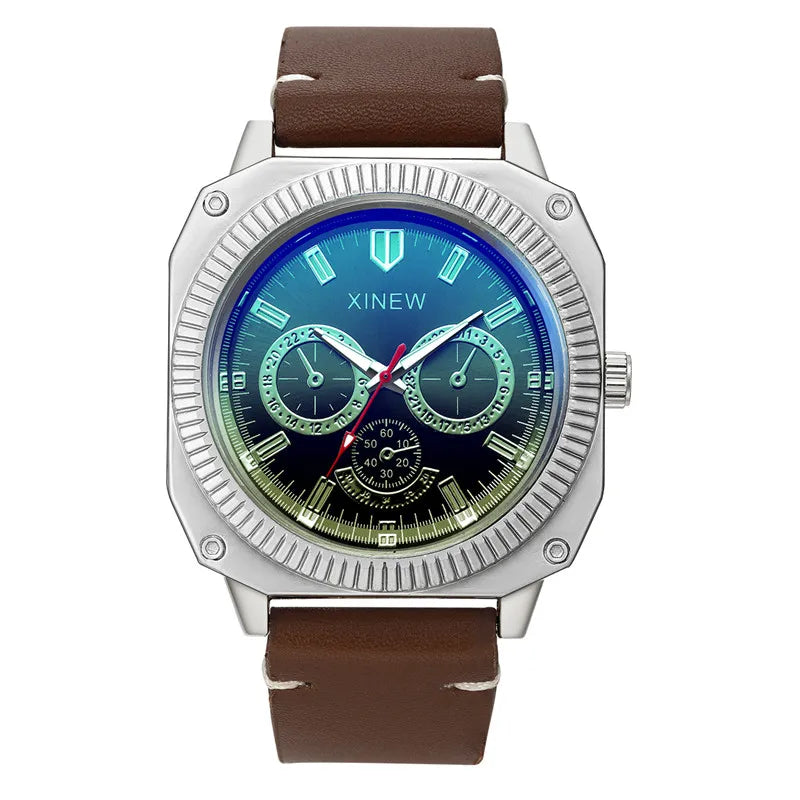 1 pc/lot XINEW Brand Watches For Men Fashion Leather Band Alloy Case Black Cheap Gifts Quartz Watch Erkek Barato Saat Relogio