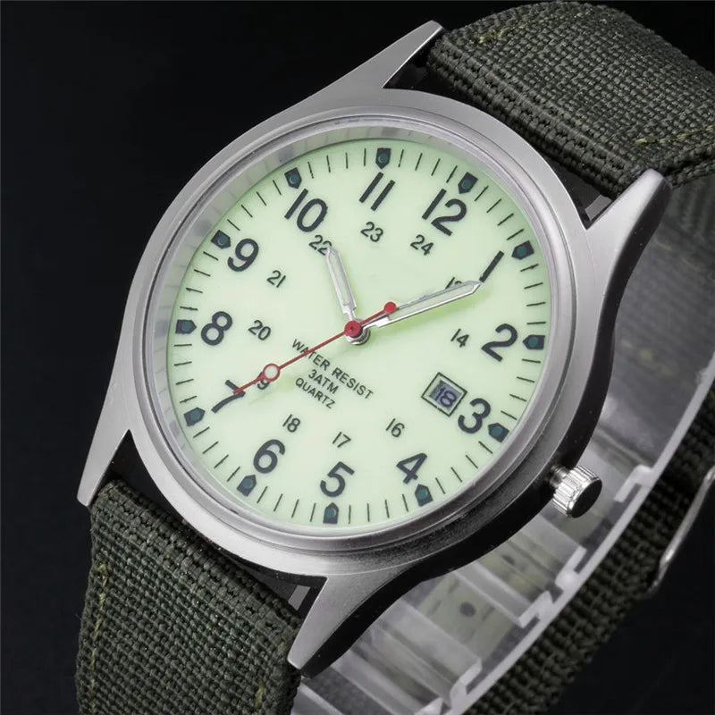 1pc / lot Cheap Brand Watches For Men Montre Homme Fashion Nylon Band Sports Army Date Quartz Clock Barato Erkek Saat Relogio
