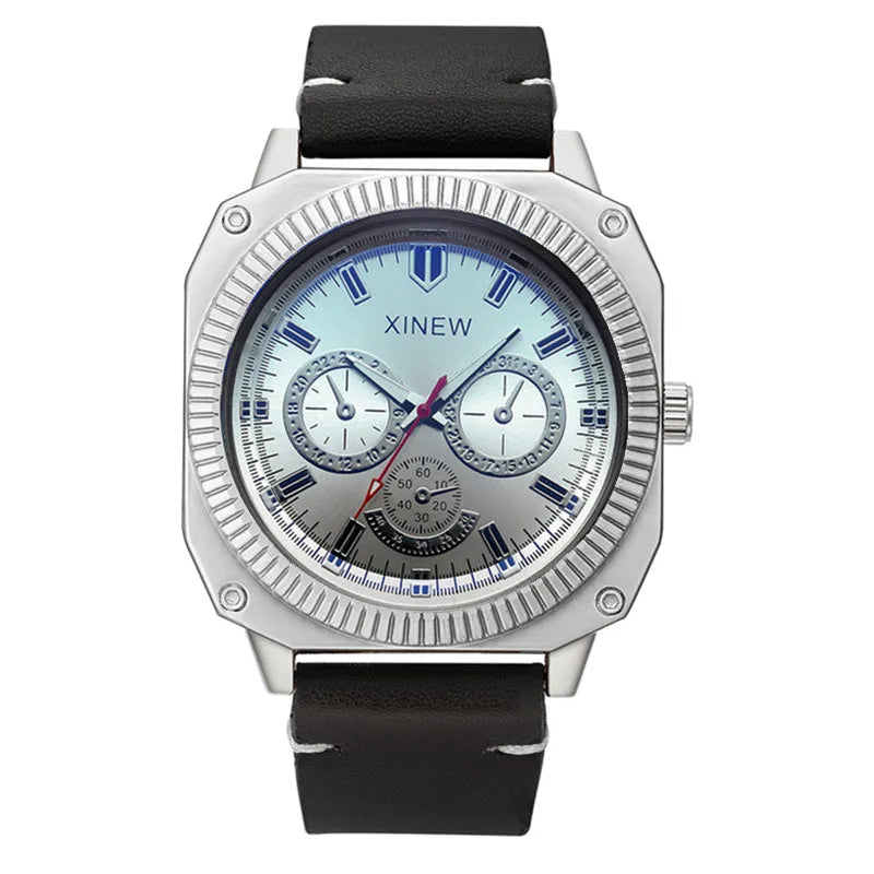 1 pc/lot XINEW Brand Watches For Men Fashion Leather Band Alloy Case Black Cheap Gifts Quartz Watch Erkek Barato Saat Relogio