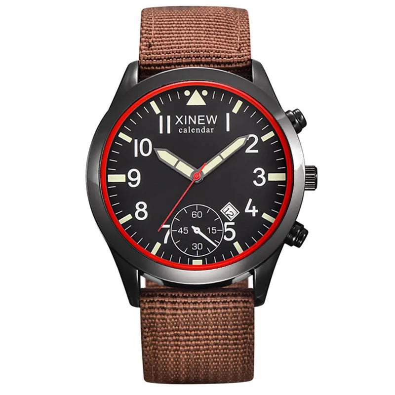 Men XINEW Brand Cheap Watches Students Fashion Nylon Band Military Sports Date Quartz Watch Erkek Barato Saat Montre Homme 2024