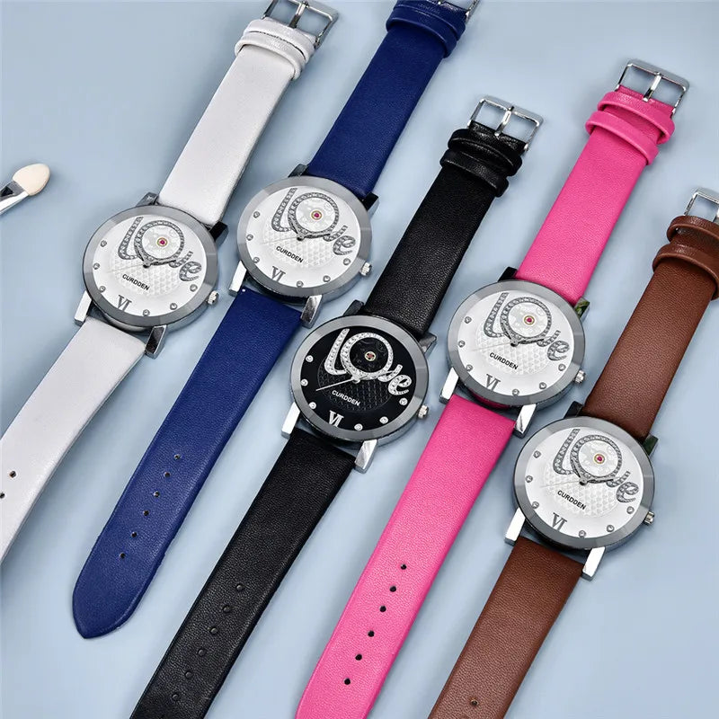 Men Cheap Brand Watches Students Girls Fashion Leather Band Simple Diamond Quartz Watch Black Erkek Barato Saat Montre Homme