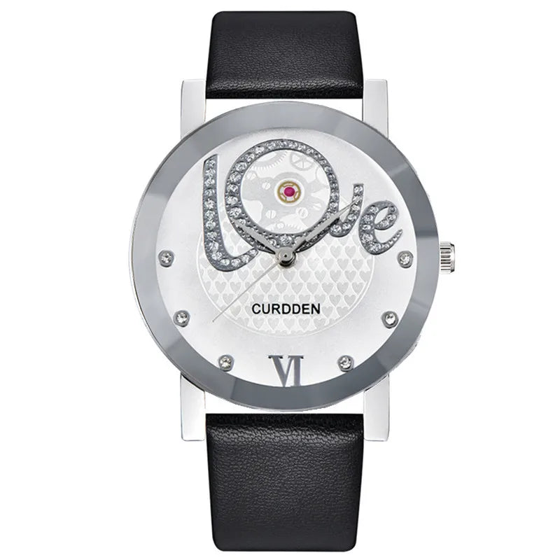 Men Cheap Brand Watches Students Girls Fashion Leather Band Simple Diamond Quartz Watch Black Erkek Barato Saat Montre Homme