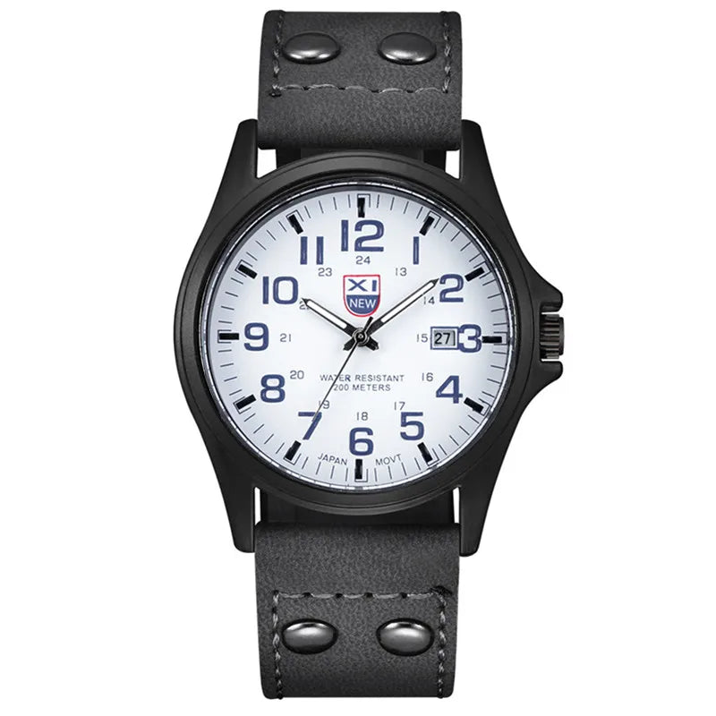 Men Cheap Watches Students Boys Fashion Leather Band Military Date Sports Quartz Wrist Watch Erkek Barato Saat Relogio Masculino