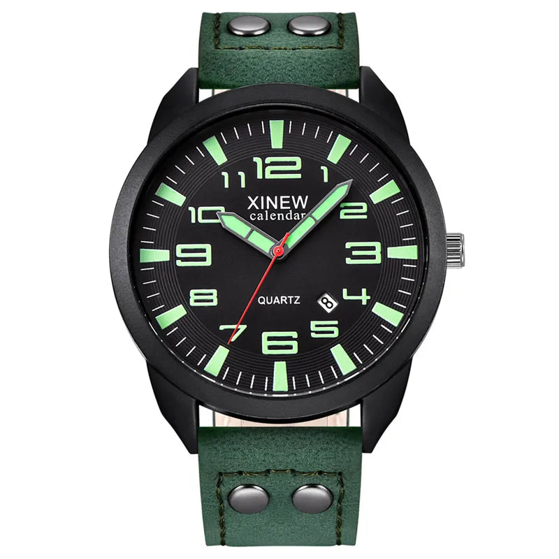 Original XINEW Brand Cheap Watches For Men Fashion Leather Band Military Sports Date Quartz Watch Erkek Barato Saat Montre Homme