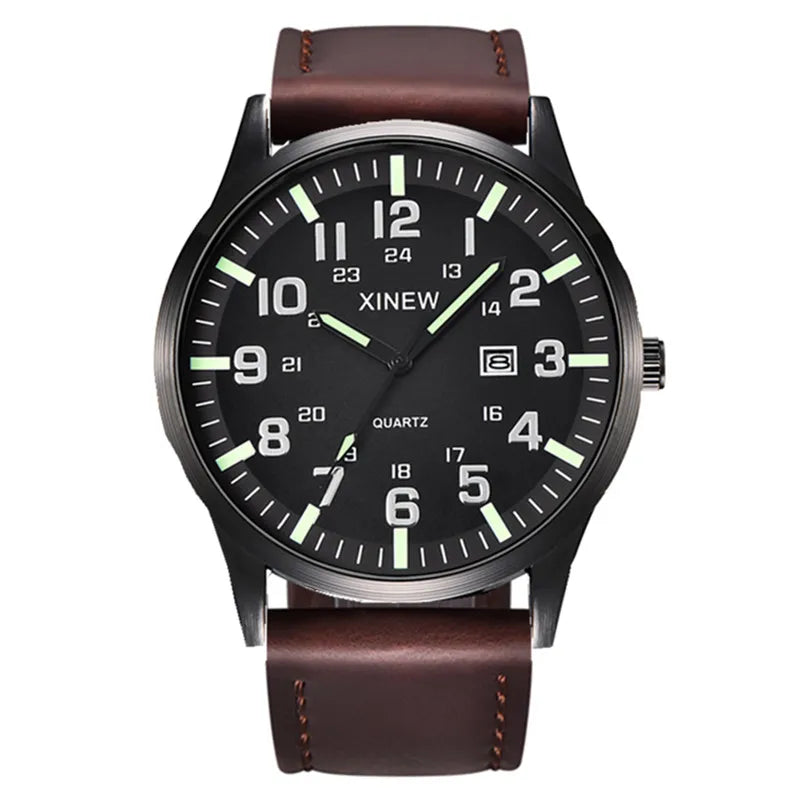 Men XINEW Brand Cheap Watches Students Children Fashion Leather Band Simple Sports Date Quartz Watch Kids Erkek Barato Saat 2024