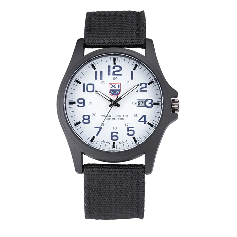 Men XINEW Brand Watches Cheap Students Boys Fashion Nylon Band Simple Date Quartz Watch Black Erkek Barato Saat Montre Homme