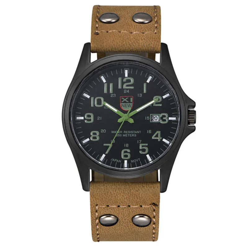 Men Cheap Watches Students Boys Fashion Leather Band Military Date Sports Quartz Wrist Watch Erkek Barato Saat Relogio Masculino