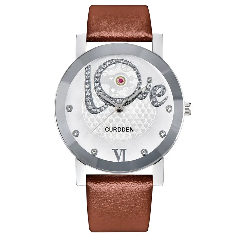 Men Cheap Brand Watches Students Girls Fashion Leather Band Simple Diamond Quartz Watch Black Erkek Barato Saat Montre Homme