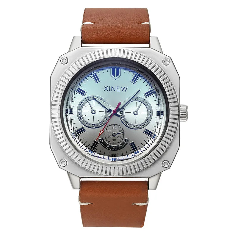 1 pc/lot XINEW Brand Watches For Men Fashion Leather Band Alloy Case Black Cheap Gifts Quartz Watch Erkek Barato Saat Relogio
