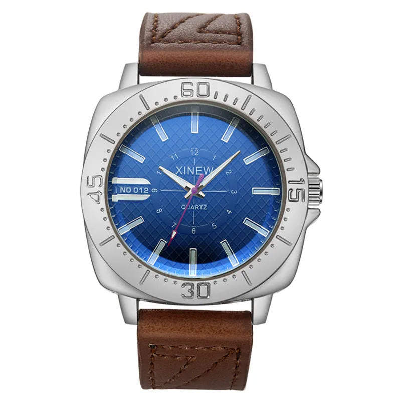 XINEW Brand Watches For Men Cheap Fashion Leather Band Simple Sports Gifts Quartz Watch Erkek Barato Saat Relogio Masculino 2024