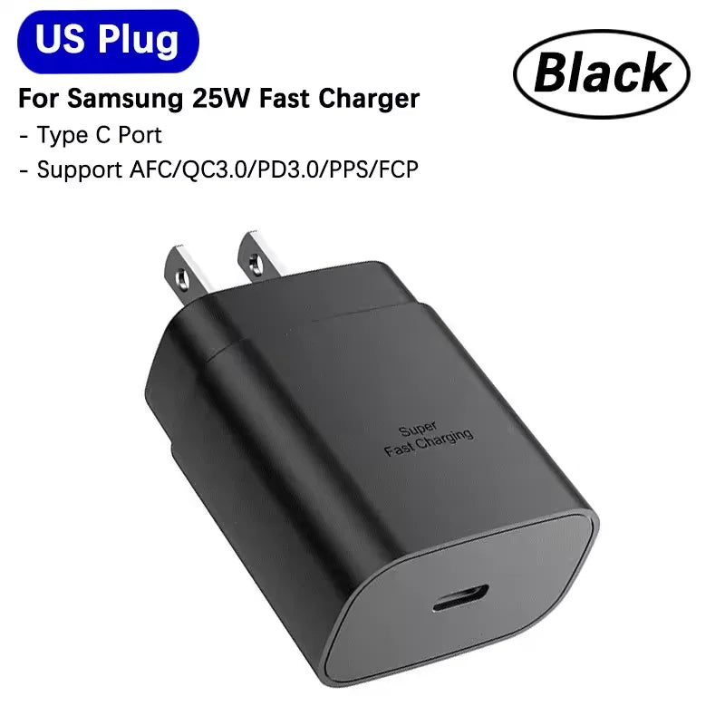 Samsung 25W Super Fast Charger Usb Type C Cargador Adapter For Galaxy S25 S24 FE S23 S22 S21 A17 A07 A55 Z Flip7 Fold6 5 M17 M07