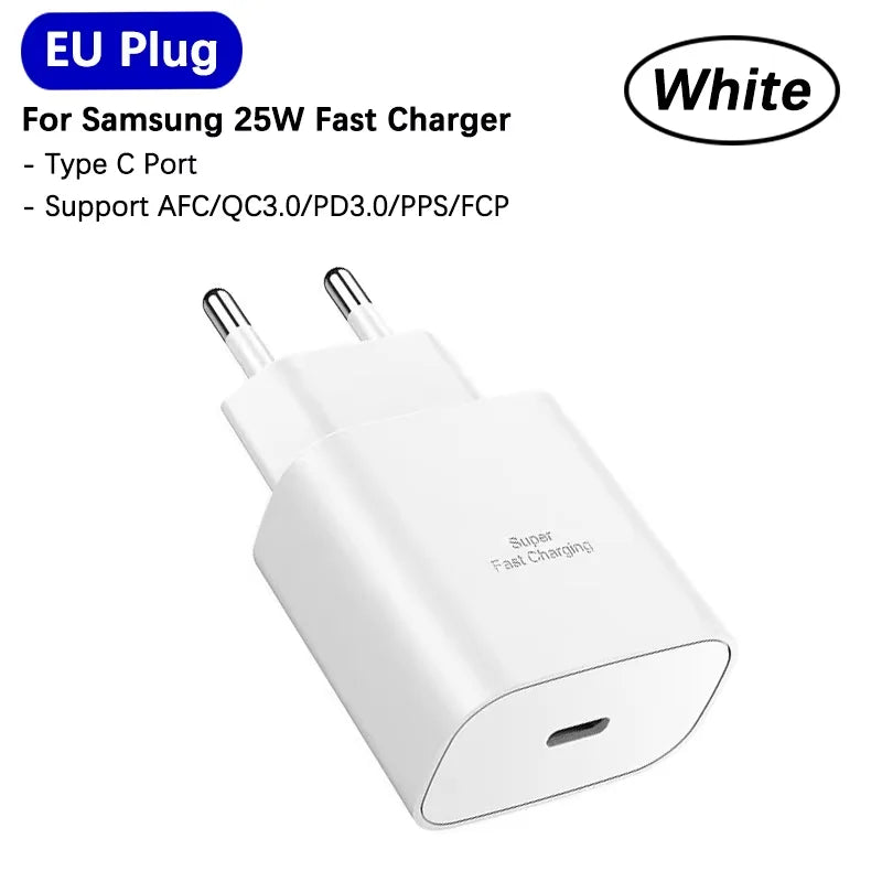 Samsung 25W Super Fast Charger Usb Type C Cargador Adapter For Galaxy S25 S24 FE S23 S22 S21 A17 A07 A55 Z Flip7 Fold6 5 M17 M07