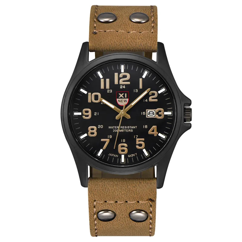 Men Cheap Watches Students Boys Fashion Leather Band Military Date Sports Quartz Wrist Watch Erkek Barato Saat Relogio Masculino