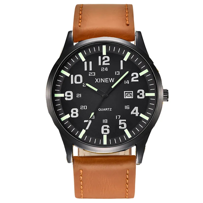 Men XINEW Brand Cheap Watches Students Children Fashion Leather Band Simple Sports Date Quartz Watch Kids Erkek Barato Saat 2024
