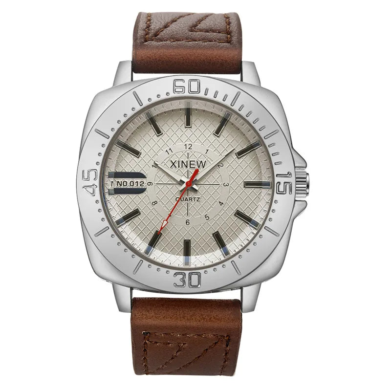 XINEW Brand Watches For Men Cheap Fashion Leather Band Simple Sports Gifts Quartz Watch Erkek Barato Saat Relogio Masculino 2024